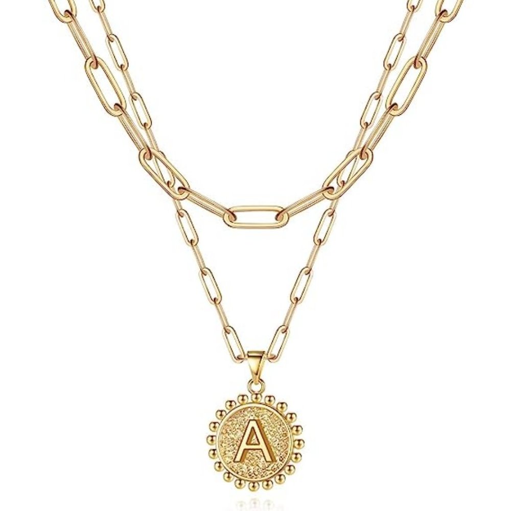 Yoosteel Gold Initial Necklaces for Women Girls, 14K Gold Plated Dainty Layering